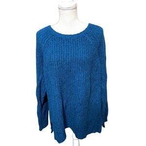 American eagle sweater womens L Ahh-mazingly soft teal blue oversized cotton
